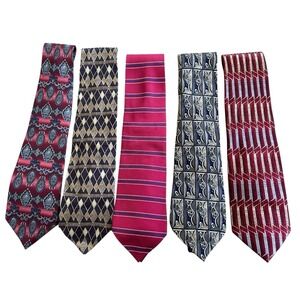 Lot Of Five 100% Silk Ties 2 Handmade‎ 4x60 Inches